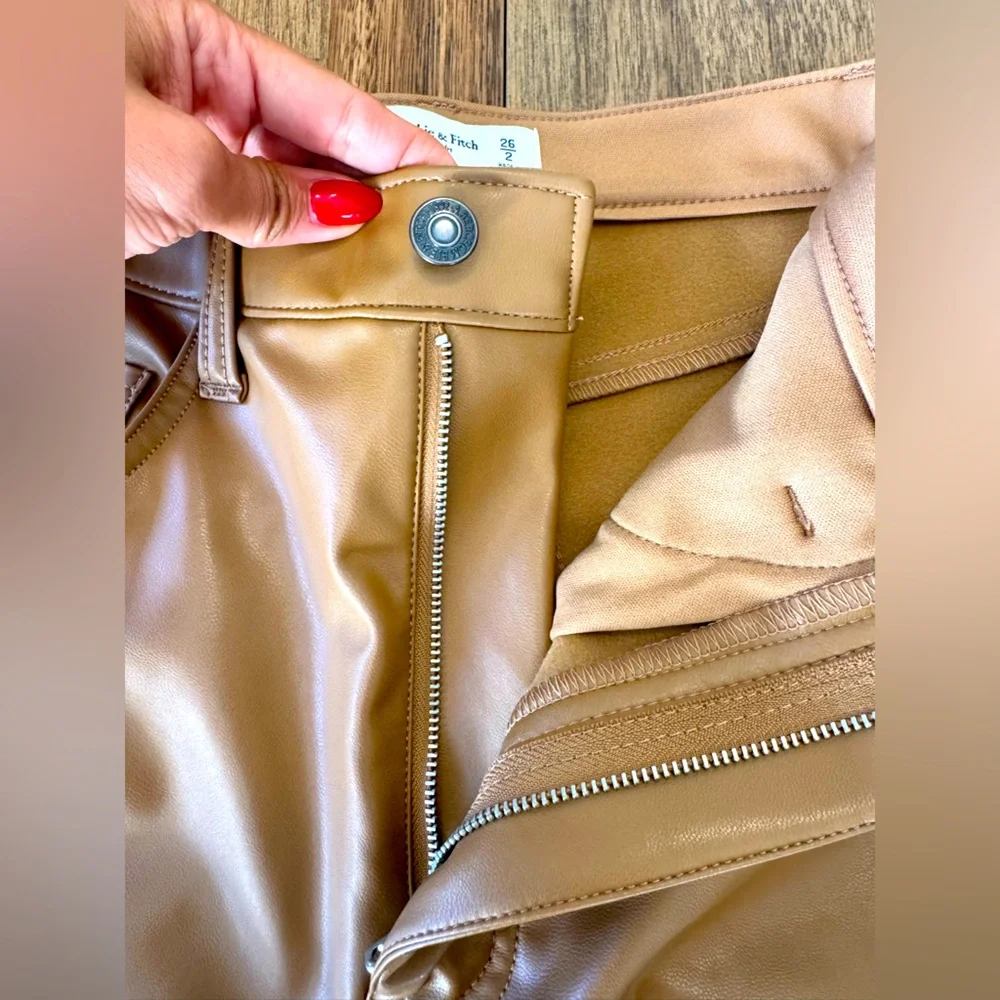 Abercrombie & Fitch Tan Faux Leather Pants - Picture 3 of 10